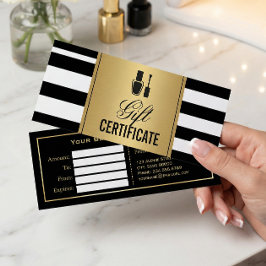 Nail Salon Gift Certificate Guld B&W Rand