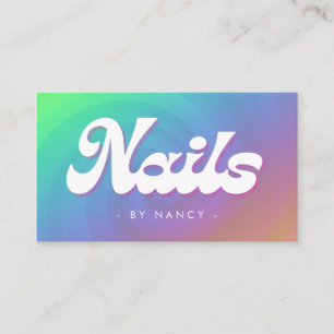 Nail Salon Groovy Rainbow Swirl Visitkort