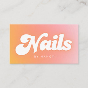 Nail Salon Groovy Retro Peach Visitkort