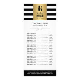 NAIL SALON Guld Black White Rand Pris List Reklamkort