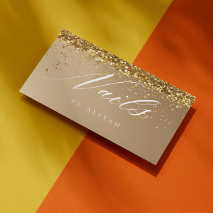 Nail salon Guld glitter Konfetti Affärskort Visitkort