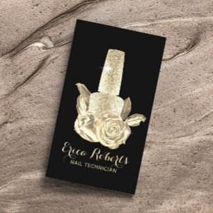 Nail Salon Guld Polska Flaska & Flowers Manikurist Visitkort