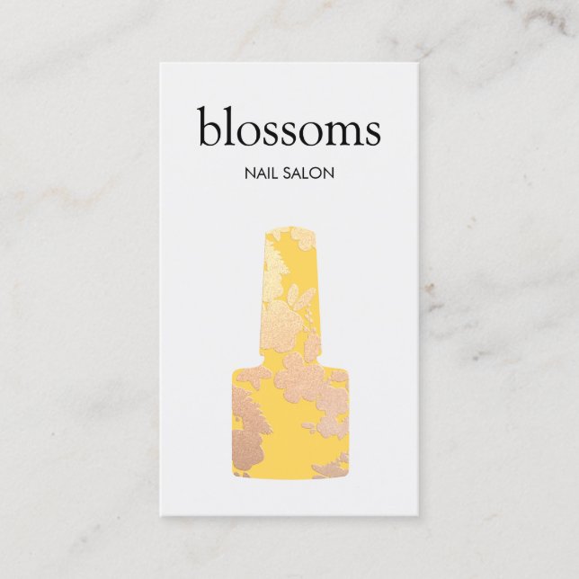 Nail Salon Gult Guld Glitter Visitkort (Framsida)