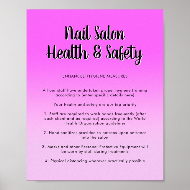 Nail Salon Health Bright Lila Covid Safety Poster (Framsidan)