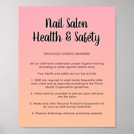 Nail Salon Health Rosa Pastel Färg Covid Safety Poster