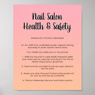 Nail Salon Health Rosa Pastel Färg Covid Safety Poster