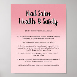 Nail Salon Health Rosa Script Font Covid Safety Poster