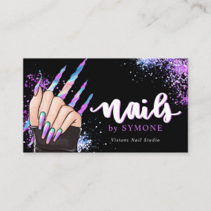 Nail Salon Holografiska Glitter Nagel Tech Beauty  Visitkort