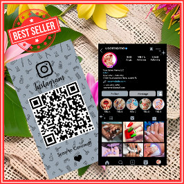 Nail Salon Instagram Dusty Blue | Social Media QR Visitkort