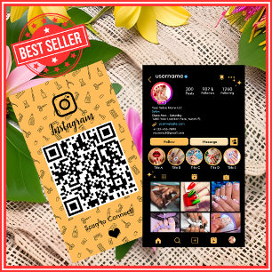 Nail Salon Instagram Persika Social Media QR-kod Visitkort