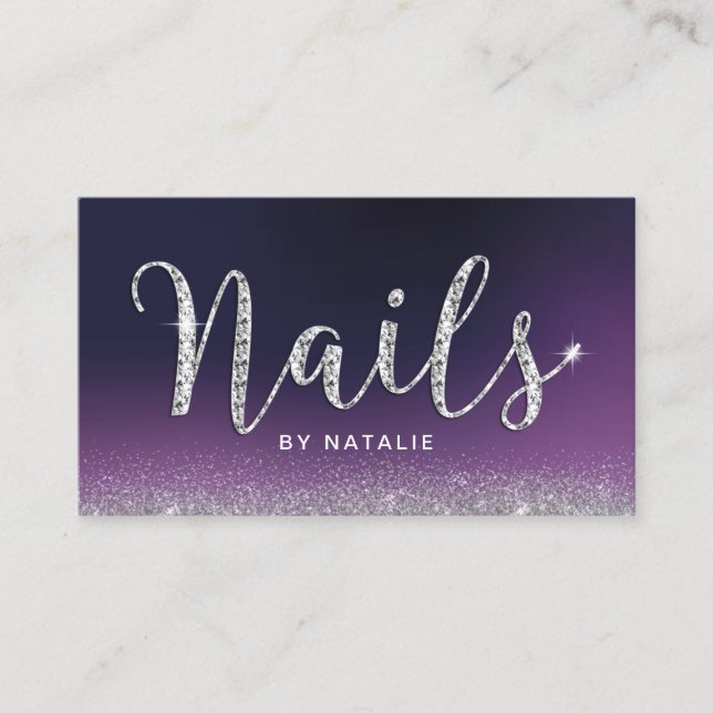 Nail Salon Lila Luxury Diamond Typography Visitkort (Framsida)