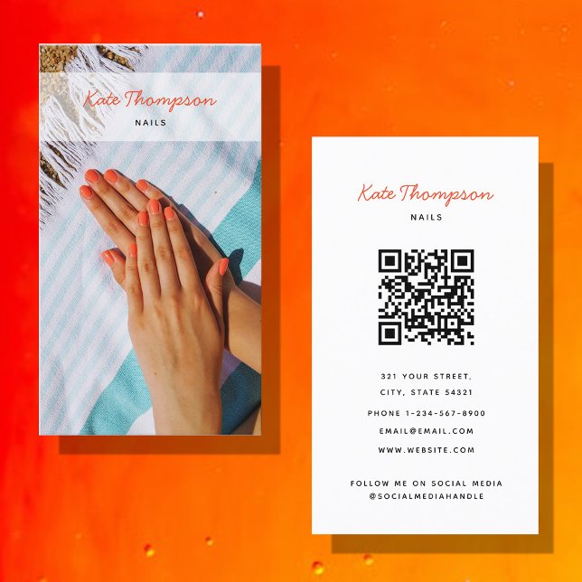 Nail Salon Makeup Artist Photo QR-kodskript Visitkort (Skapare uppladdad)
