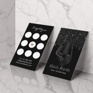 Nail Salon Manicurist Black Glitter-drivrutiner Lo Lojalitetskort