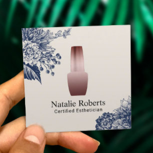 Nail Salon Manicurist Blue Blommigt Esthetician Fyrkantigt Visitkort