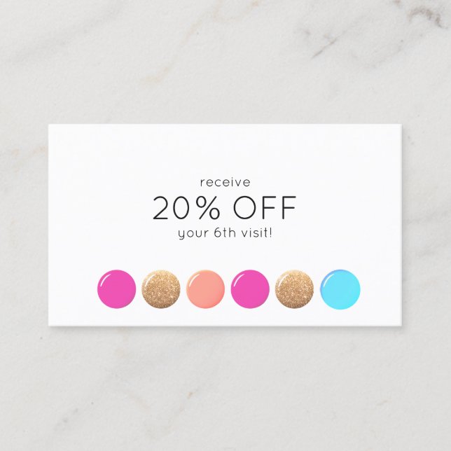 Nail Salon Manicurist Customer Loyalty 6 Slår Lojalitetskort (Framsida)