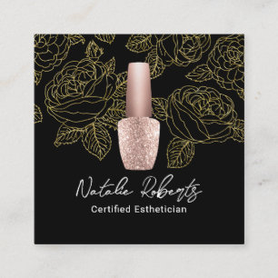 Nail Salon Manicurist Guld Blommigt Esthetician Fyrkantigt Visitkort