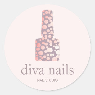 Nail Salon, Mauve Rosa Manicurist polska Flaska Runt Klistermärke