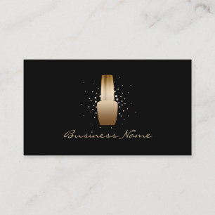 Nail Salon Modern Black & Guld Manicurist Visitkort
