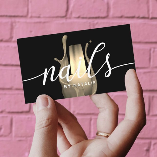 Nail Salon Modern Guld polsk Flaska-manikurist Visitkort (Skapare uppladdad)