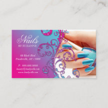 Nail Salon Modern Loyalty Card Glitter Blue Rosa