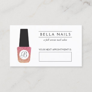 Nail Salon Monogram Bronze Glitter Möte Tidsbeställning Kort