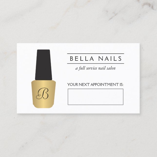 Nail Salon Monogram Faux Guld polsk Möte Tidsbeställning Kort (Framsida)