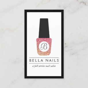Nail Salon Monogram Glitter Nagel polska Visitkort
