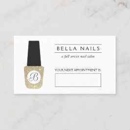 Nail Salon Monogram Guld Glitter avtalskort för av Tidsbeställning Kort