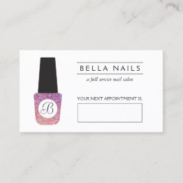 Nail Salon Monogram Lila Glitter Möte Tidsbeställning Kort