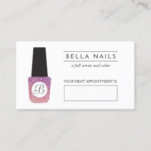 Nail Salon Monogram Lila Glitter Möte Tidsbeställning Kort