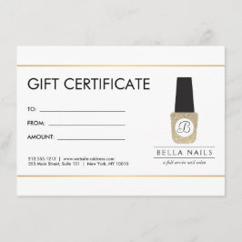 Nail Salon Monogram på Guld Glitter - gåvokort