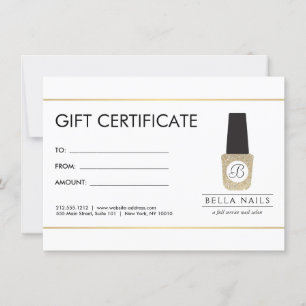 Nail Salon Monogram på Guld Glitter - gåvokort