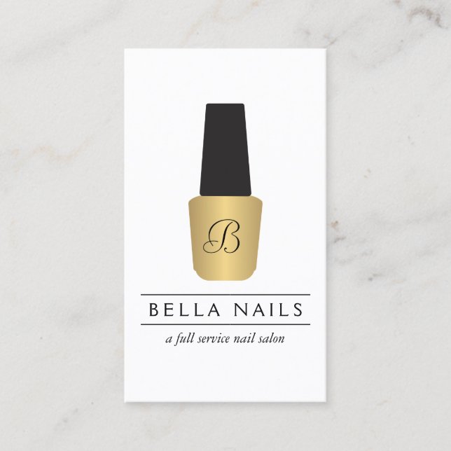 Nail Salon Monogram på polska Faux Guld Nagel Visitkort (Framsida)