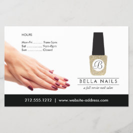 Nail Salon Monogram på polska Guld Glitter Nagel Flygblad