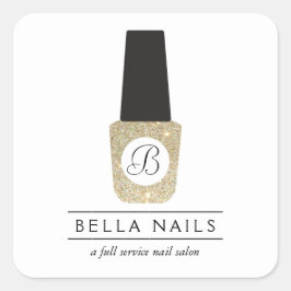 Nail Salon Monogram på polska Guld Glitter Nagel Fyrkantigt Klistermärke