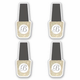 Nail Salon Monogram på polska Guld Glitter Nagel Klistermärken