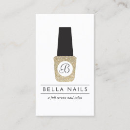 Nail Salon Monogram på polska Guld Glitter Nagel Visitkort