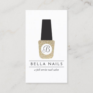 Nail Salon Monogram på polska Guld Glitter Nagel Visitkort