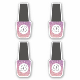 Nail Salon Monogram vid Lila Glitter Nagel polska Klistermärken