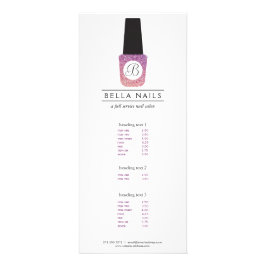 Nail Salon Monogram vid Lila Glitter Nagel polska Reklamkort