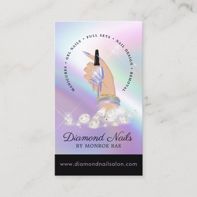Nail Salon Nagel Tech Diamond Naglar Art Manicuris Visitkort (Framsida)