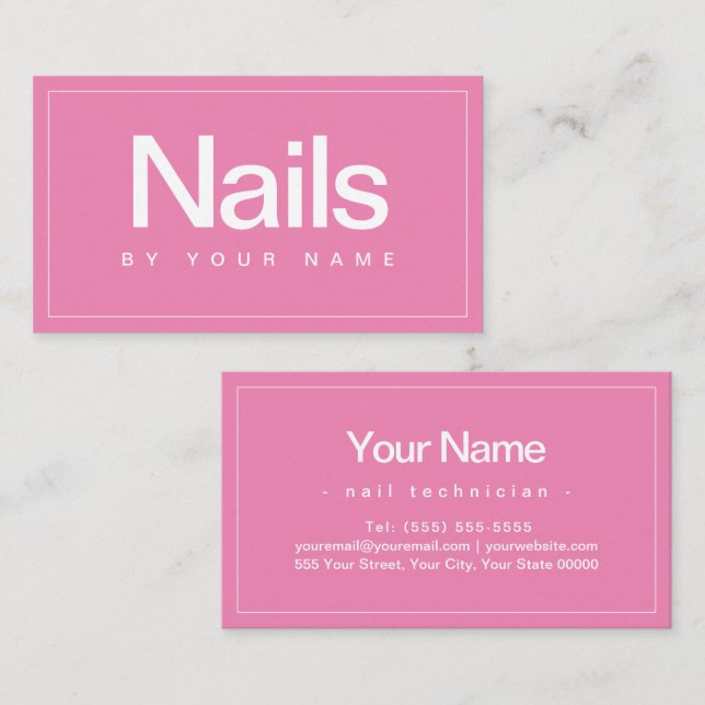 Nail Salon Nail Technician Plain Minimal Business Visitkort (Fram/baksida)