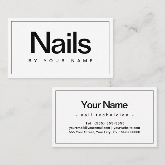 Nail Salon Nail Technician Plain Minimal Visitkort (Fram/baksida)