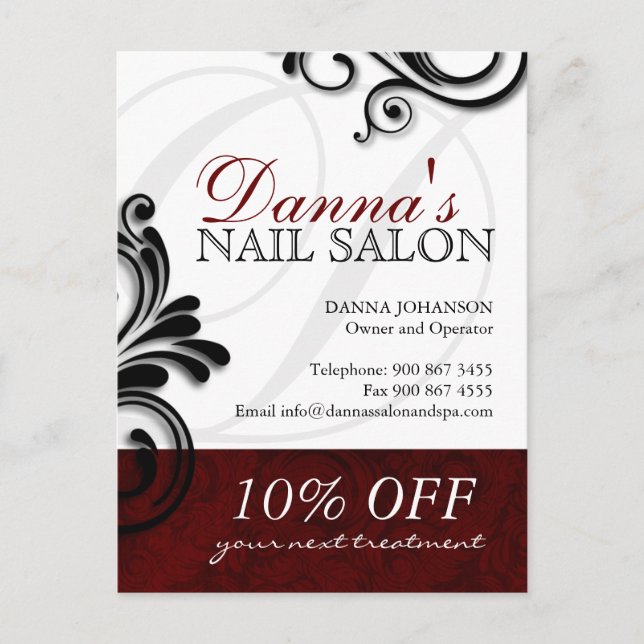 Nail Salon och Spa Advertising Postcard Vykort (Framsida)