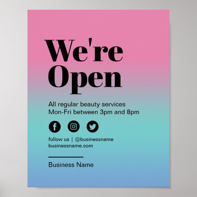 Nail Salon Open for Business Rosa Colorful Poster (Framsidan)