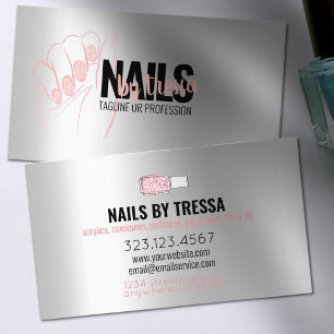 Nail Salon Platinum Ro Quartz Rosa Glitter Visitkort