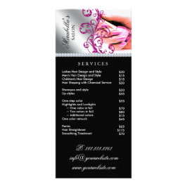 Nail Salon Poland Silver Service Menu Rosa Reklamkort