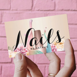 Nail Salon polsk Elegant Blommigt för marin Visitkort