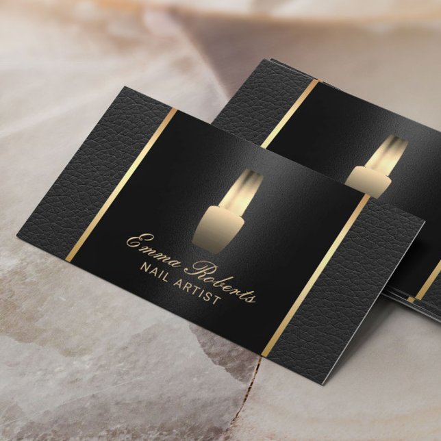 Nail Salon polsk makeup Artist Elegant Leather Visitkort (Skapare uppladdad)