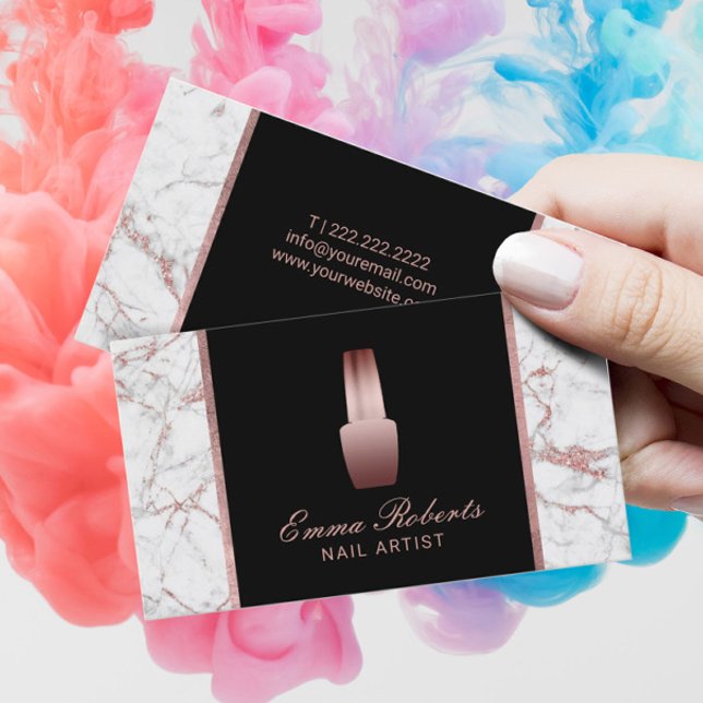 Nail Salon polsk makeup Artist Ro Guld Marble Visitkort (Skapare uppladdad)
